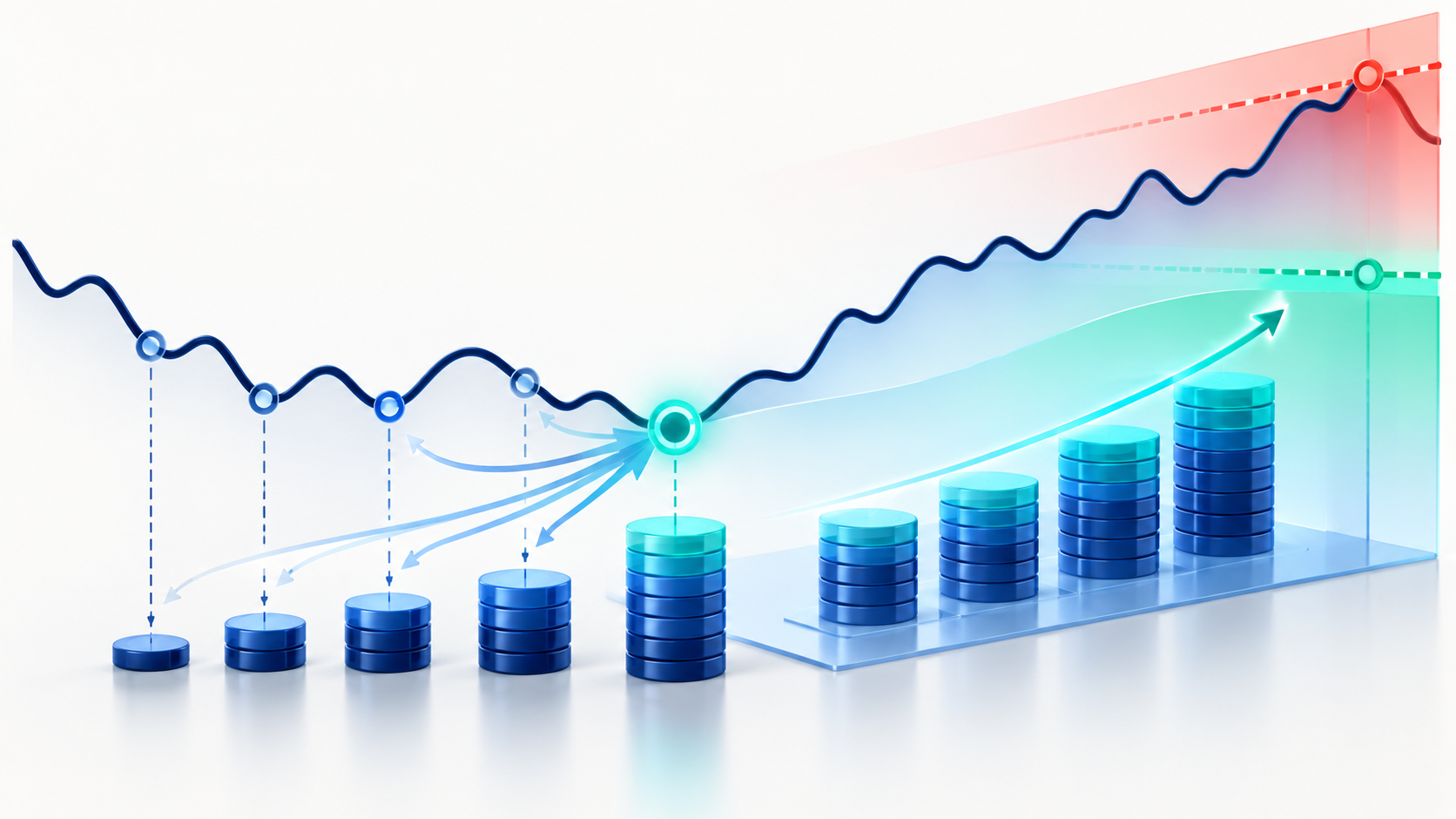 scaling into a trade: Scaling into a trade with staged entries, average entry, and growing liquidation risk
