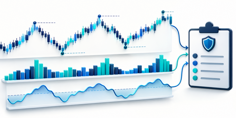 Price structure and volume combined with one indicator in a trade plan